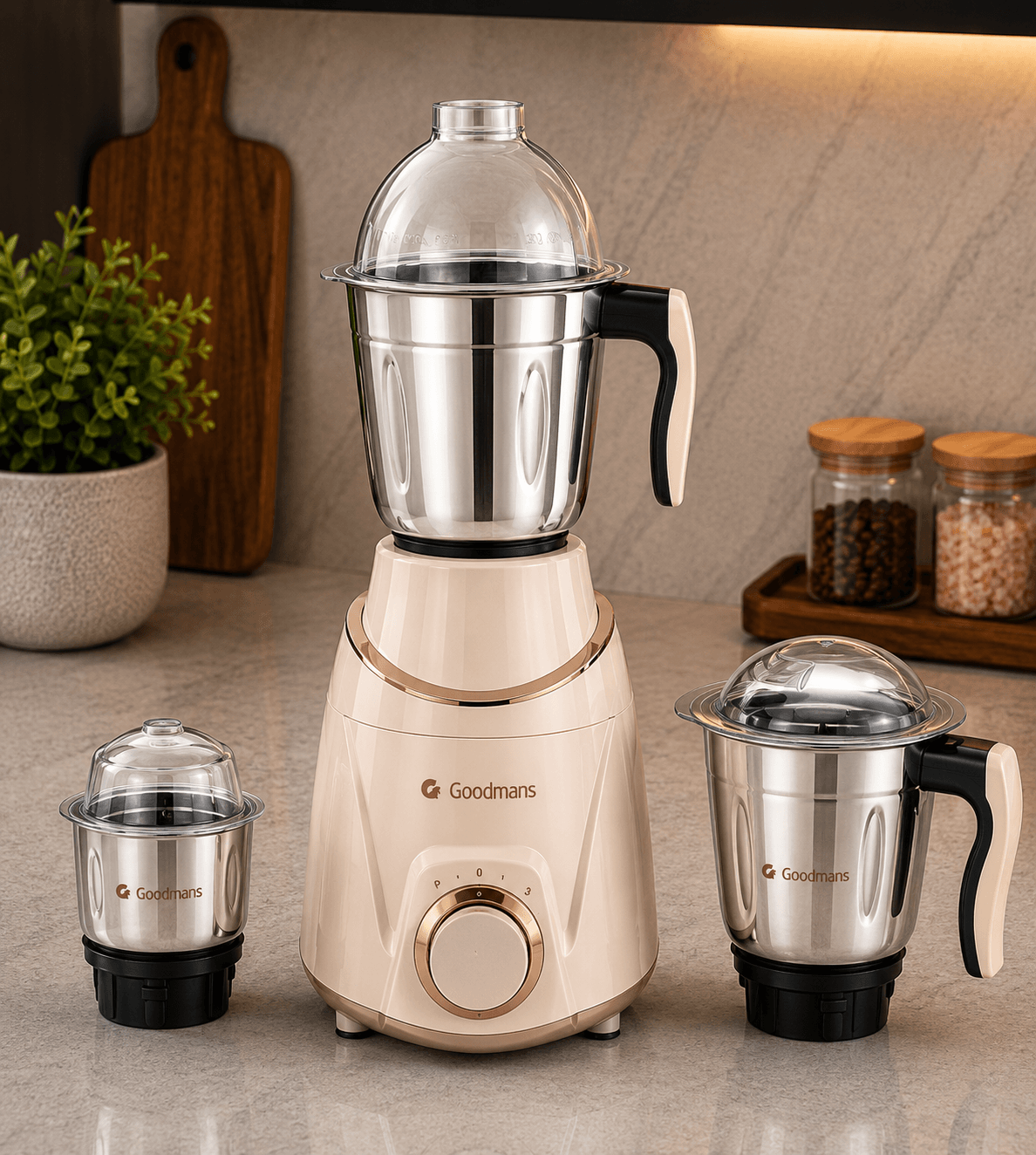 Goodmans 750W 3-Jar High-Capacity Mixer Grinder (Edition 2)