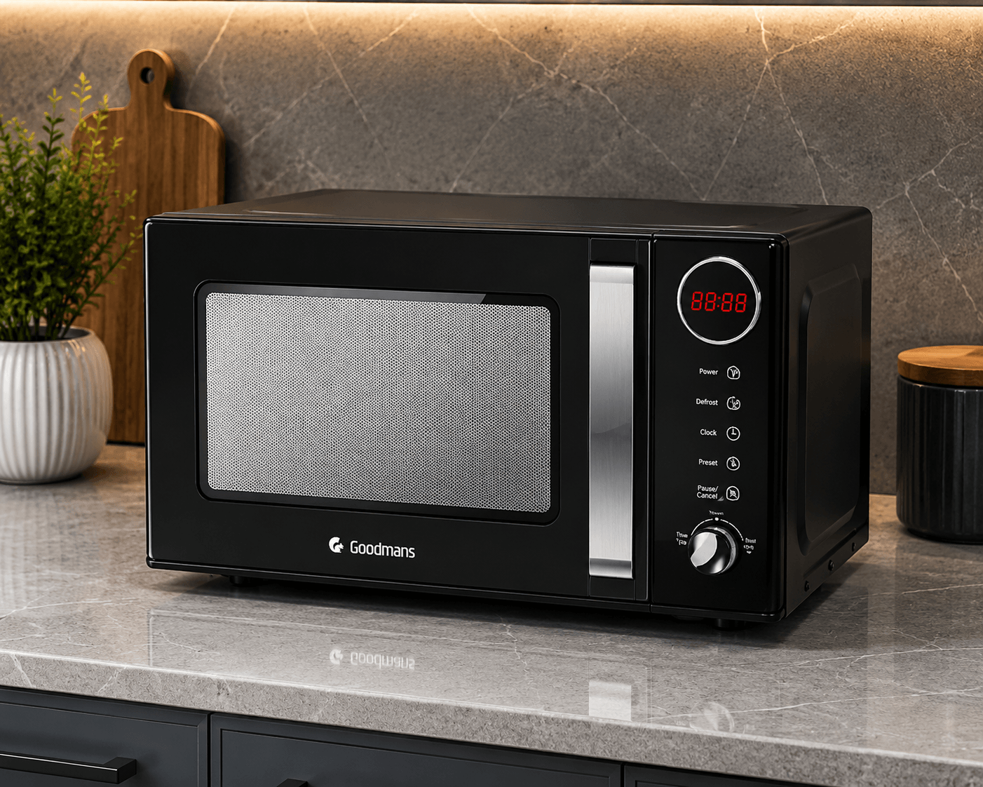 Goodmans 20L Retro Microwave Oven (Matt Black)