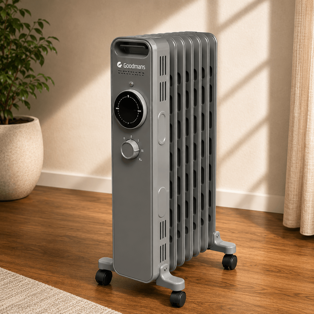 Goodmans 7 Fins 1.5KW Oil Filled Radiator (3 Oil Channel) (410817)