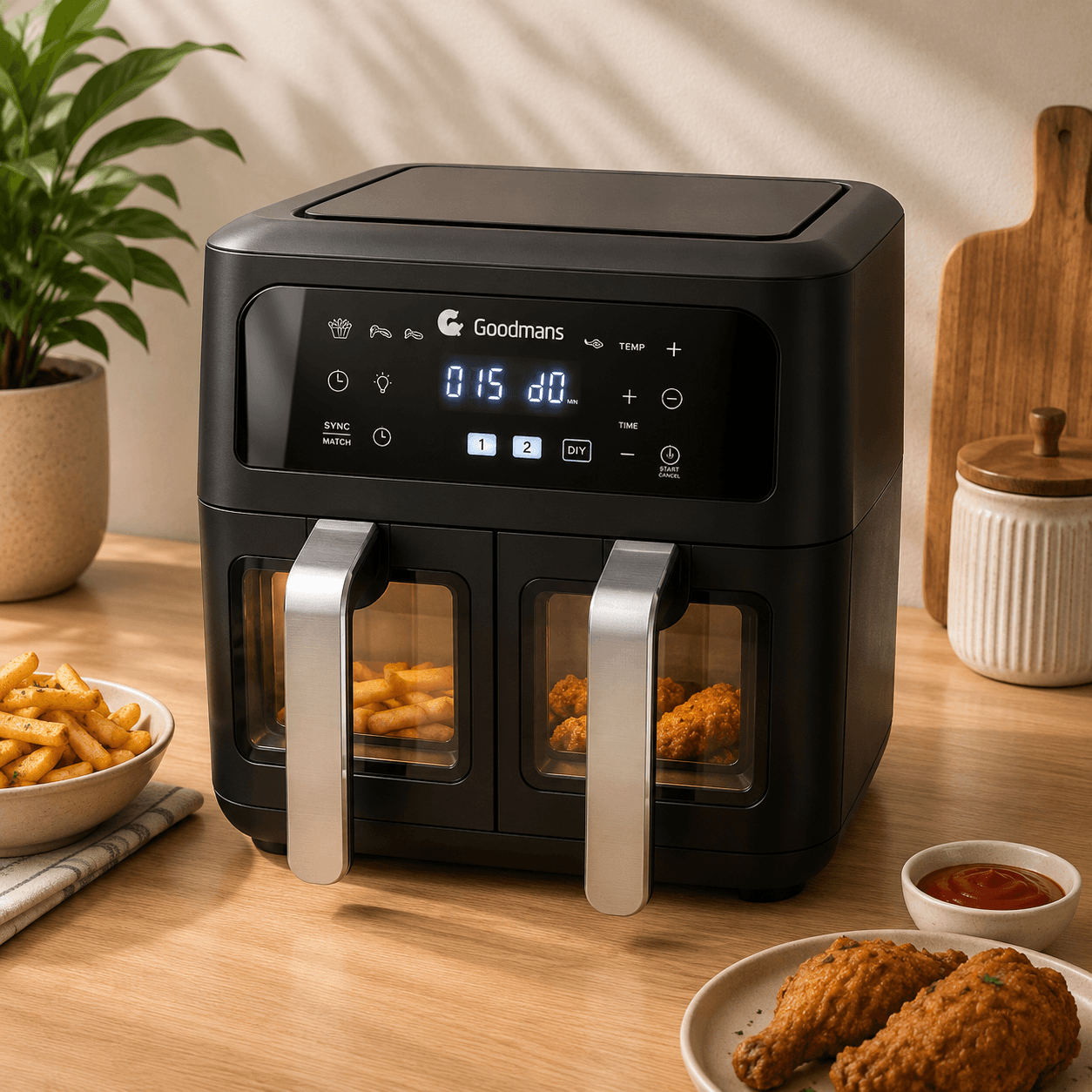 GOODMANS 9L Dual Window Air Fryer Power:1700W (GM-AF-R3)