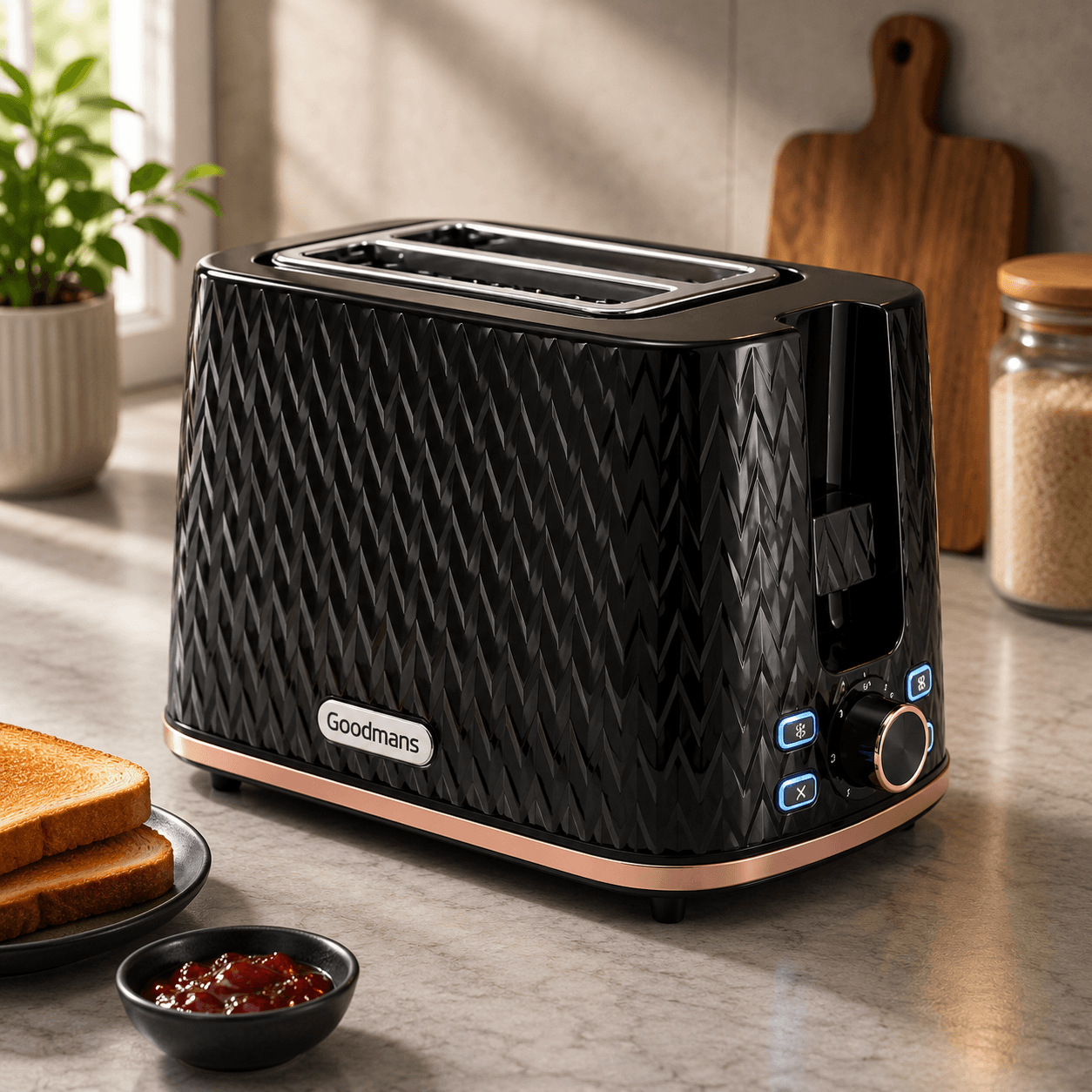 Goodmans Blaupunkt Black / Rose Gold Toaster Electric Toaster (150933A)