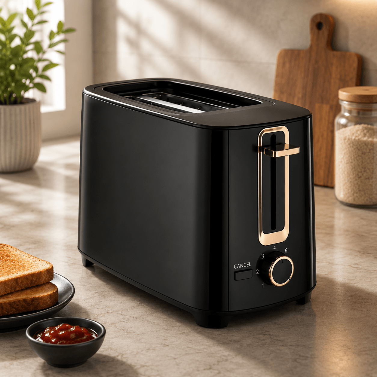 Goodmans Plastic 2 slice toaster 220-240V~50-60Hz 700W Plastic housing with gold stamp decorati (152241)