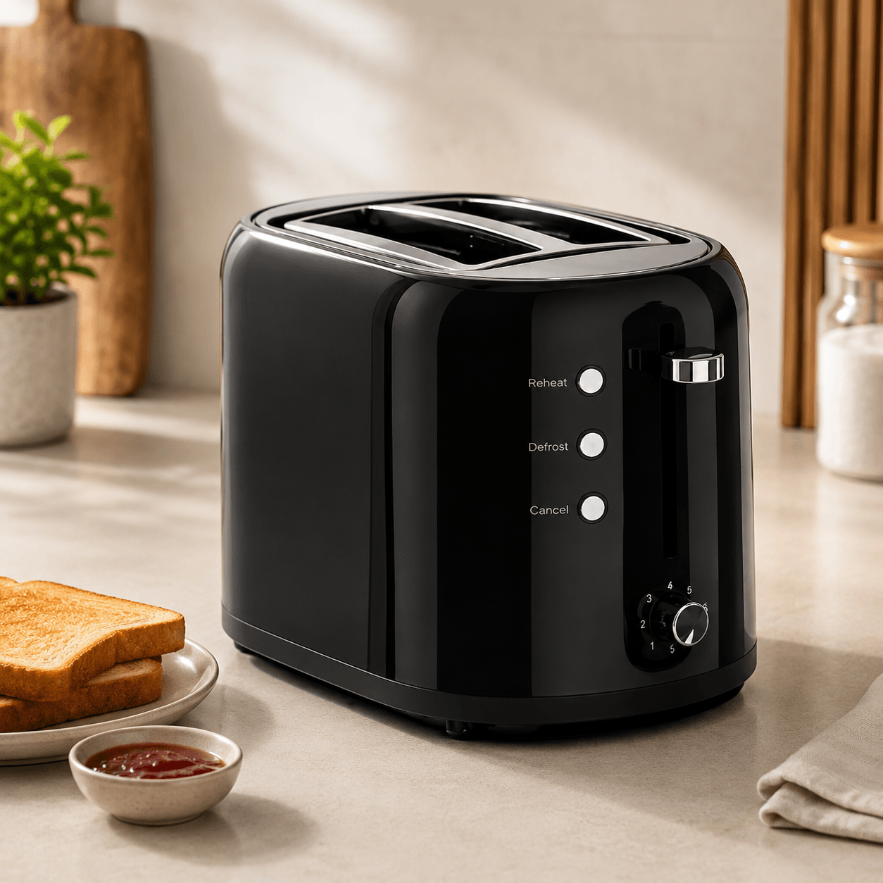 GOODMANS Plastic BLACK 2 Slice Toaster 220-240V 50/60Hz 730-870W Plastic housing With chrome De (151629)