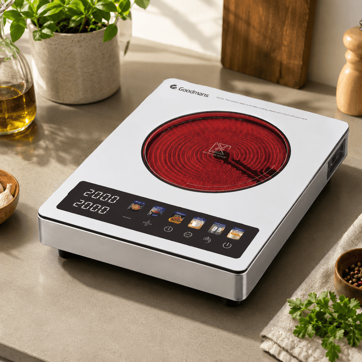 Goodmans 2000W Induction Cooker, Voltage :220V/50HZ (GM-IC-P46-M)