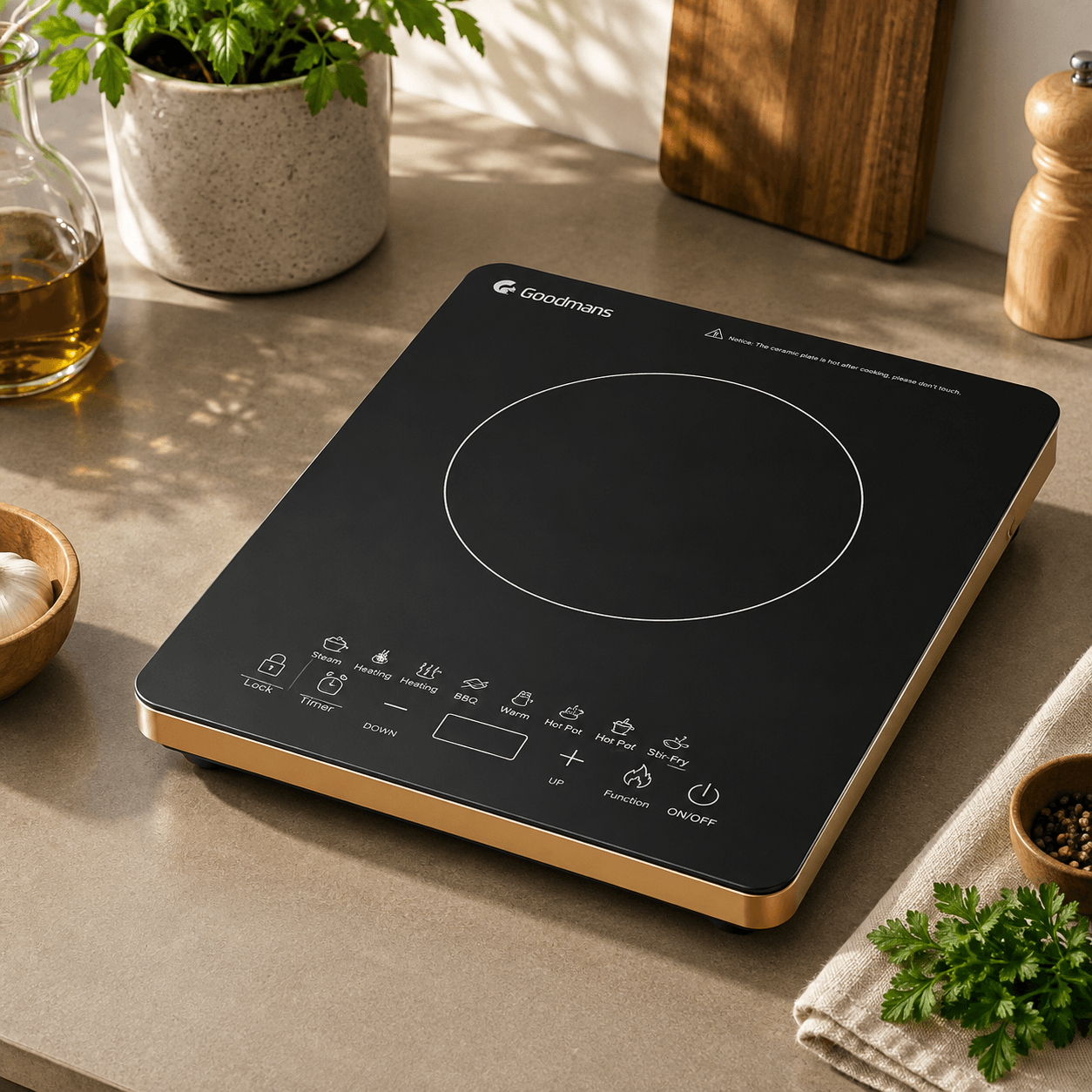 Goodmans 1500W Induction Cooker, Voltage :220V/50HZ; (GM-IC-C8)