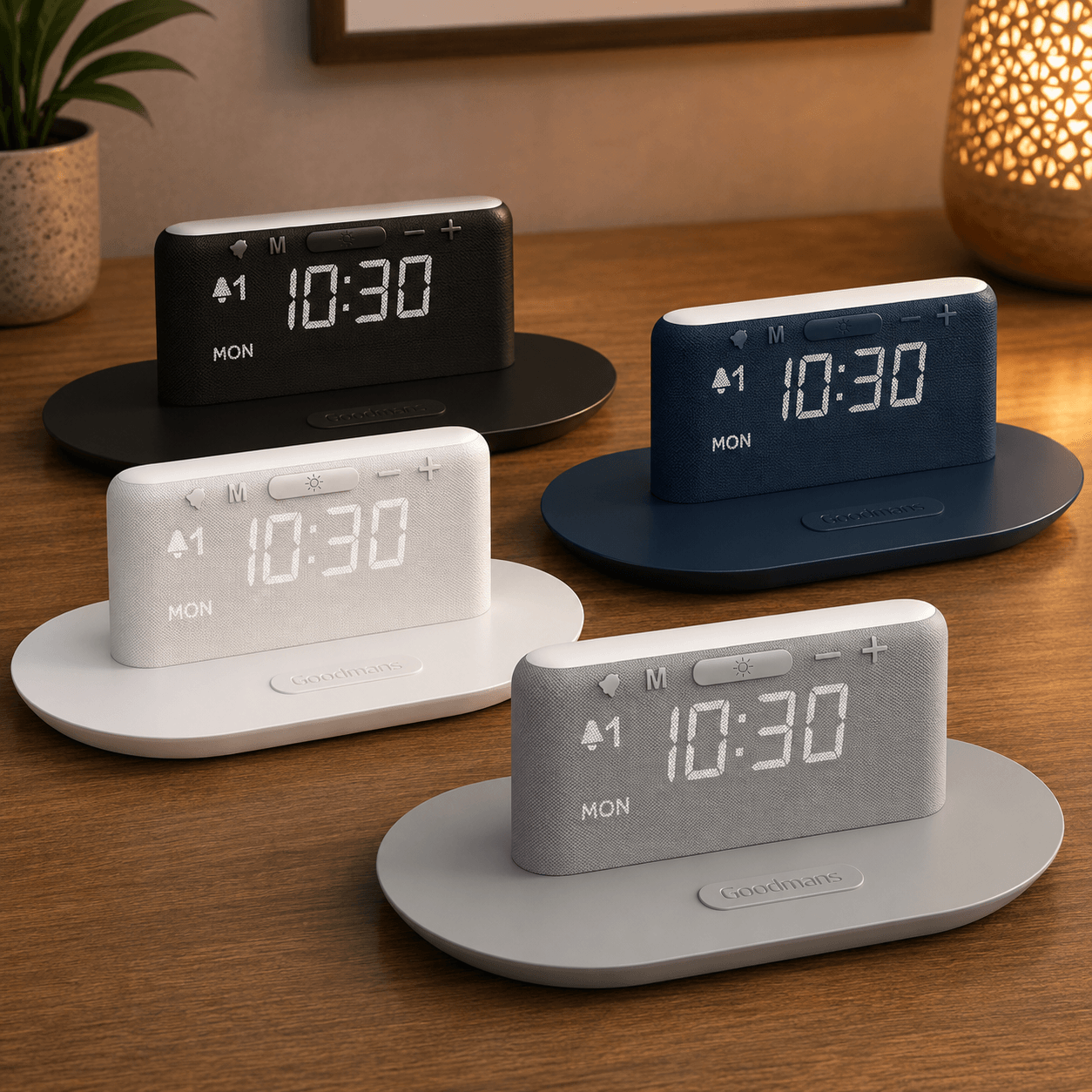 Goodmans Wireless Charging Clock Alarm (Digital Fabric Edition)